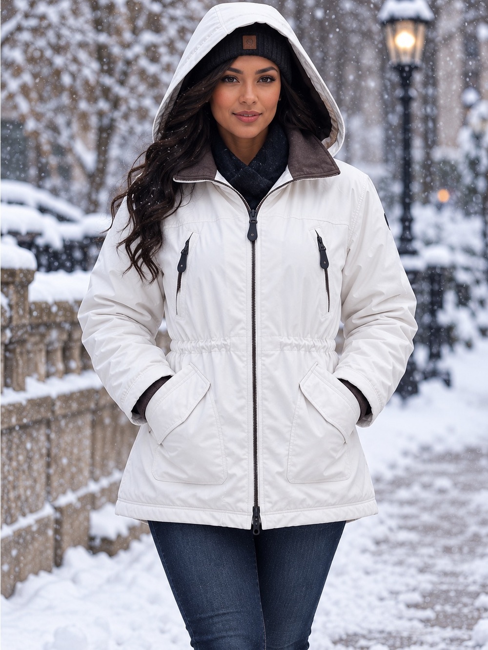 Pacific Trail Women’s Medium White Fleece Lined Hooded Winter Jacket